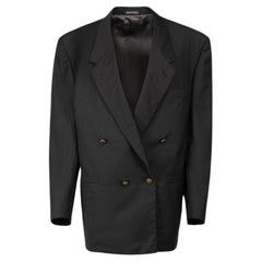 Versace Vintage Gianni Versace Black Wool Double-Breasted Blazer Size XXL