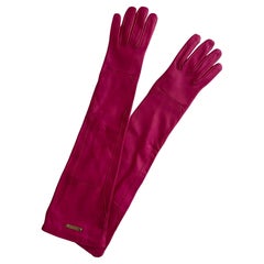 Versace Vintage Hot Pink Long Leather Gloves