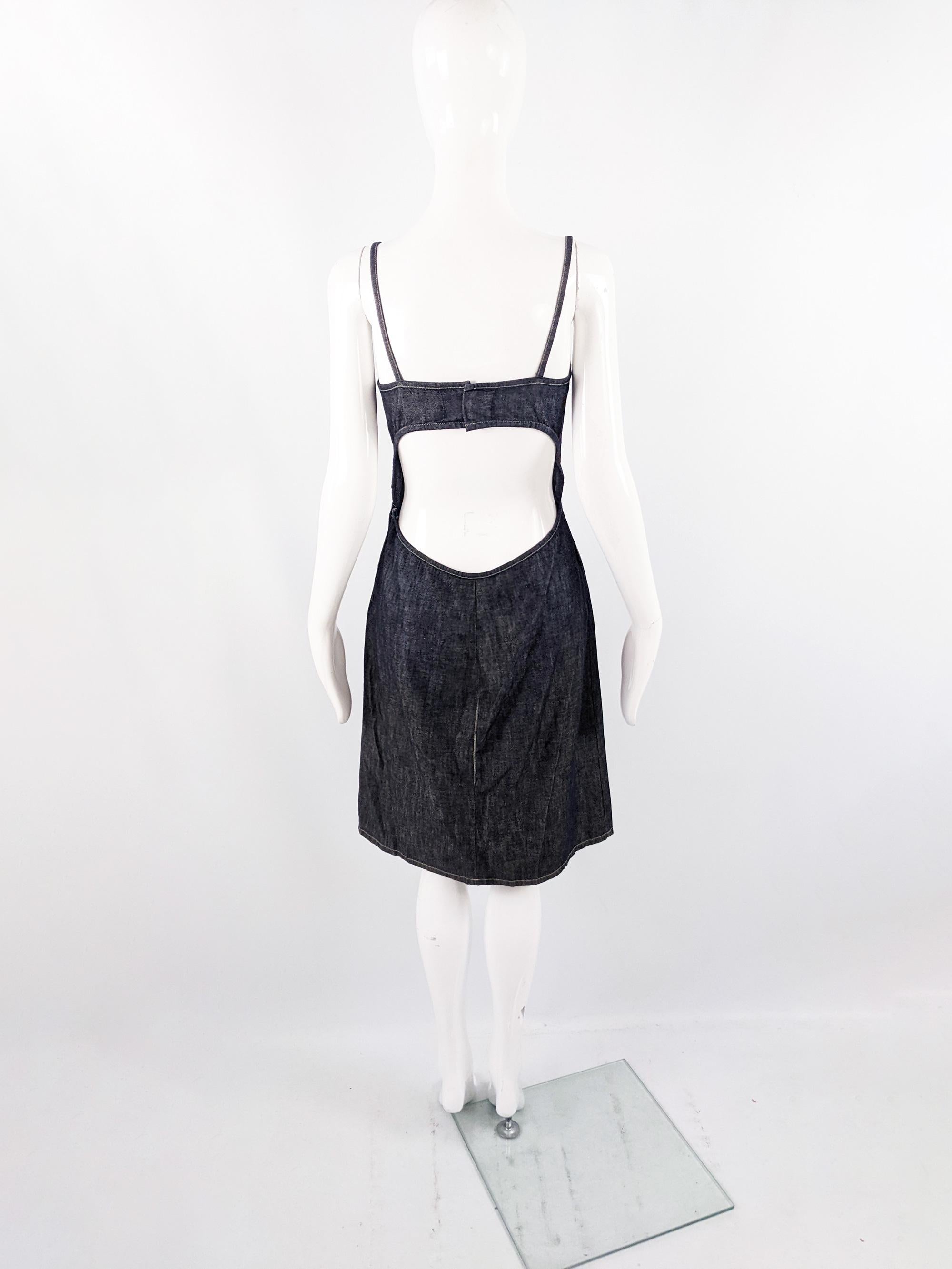 Versace Vintage Jeans Couture Backless Cut Out Denim Dress 1990s For Sale 2