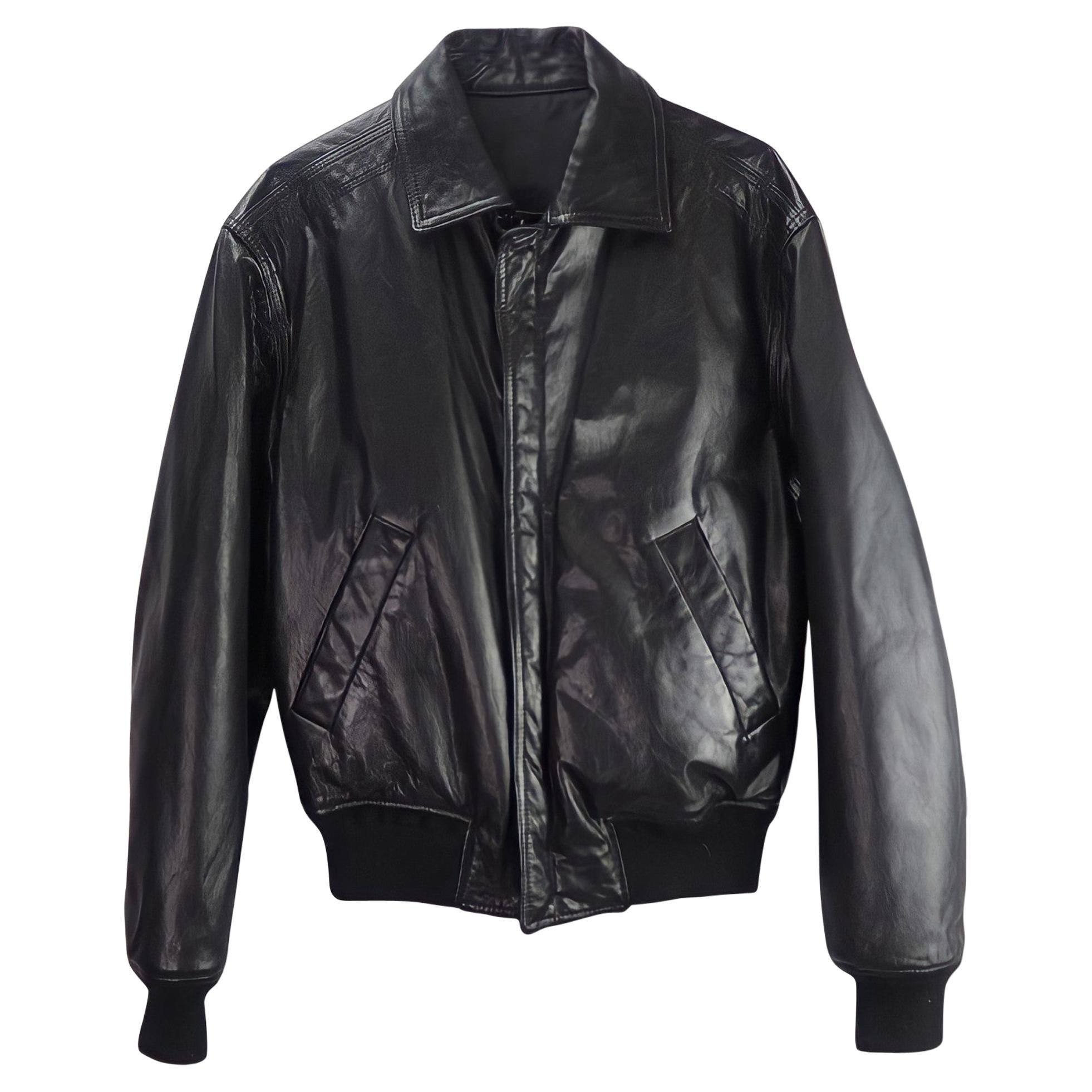 Vintage Versace Leather Jacket - 28 For Sale on 1stDibs