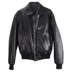 Versace Vintage Leather Big Logo Medusa Reversible Mafia Jacket (Small)