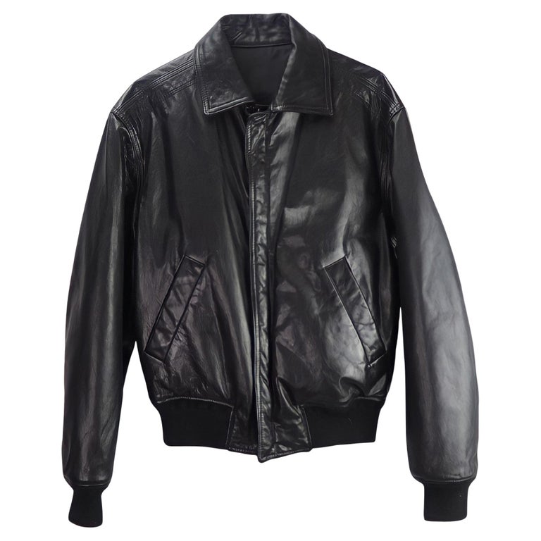 Versace Vintage Leather Big Logo Medusa Reversible Mafia Jacket (Small) For  Sale at 1stDibs