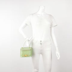 Versace Vintage Logo Sun Vanity Bag Green Calfskin Leather Gold Hardware