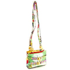 Versace Vintage Medallion Zip Shoulder Bag Printed Fabric Small