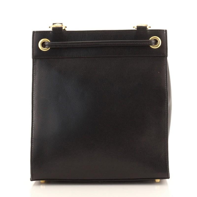 Versace Vintage Medusa Drawsting Umhängetasche verschönert Leder klein (Schwarz)