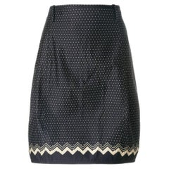 Versace Vintage midi blue cotton 90s polka-dot skirt