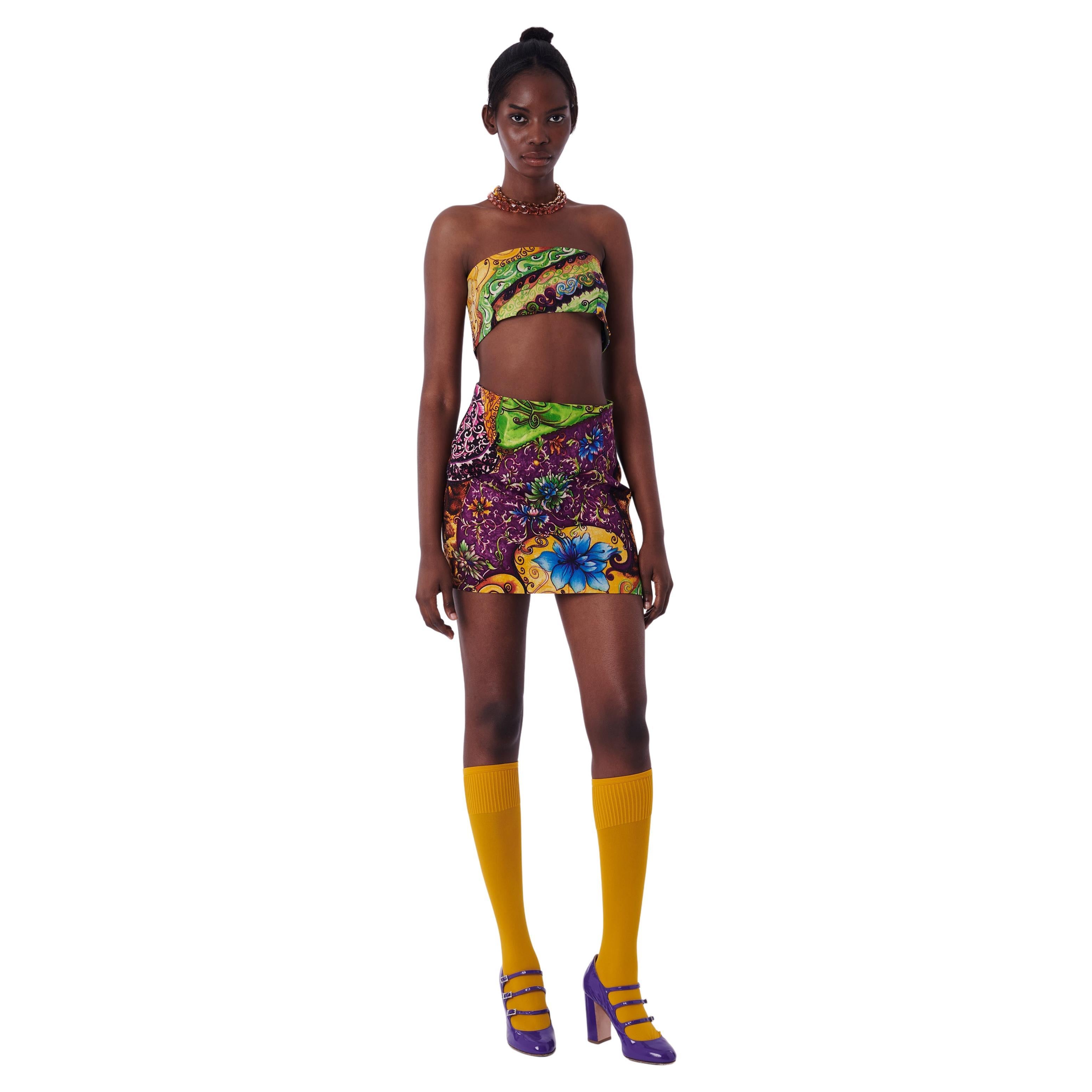 Versace Vintage Reworked Strapless Co-ord Set For Sale