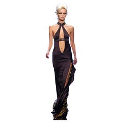 Versace Vintage Runway Bondage Kleid tiefer Ausschnitt Oberschenkel hoher Schlitz   WOW!