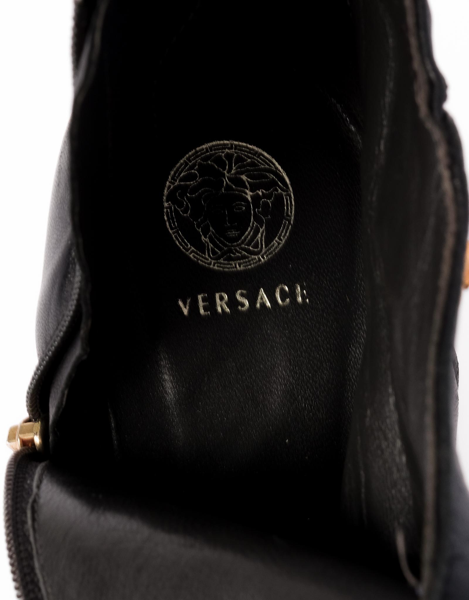 Versace Vintage Signature Triple Platform Zip Up Bootie With Medusa Button 38 EU 1