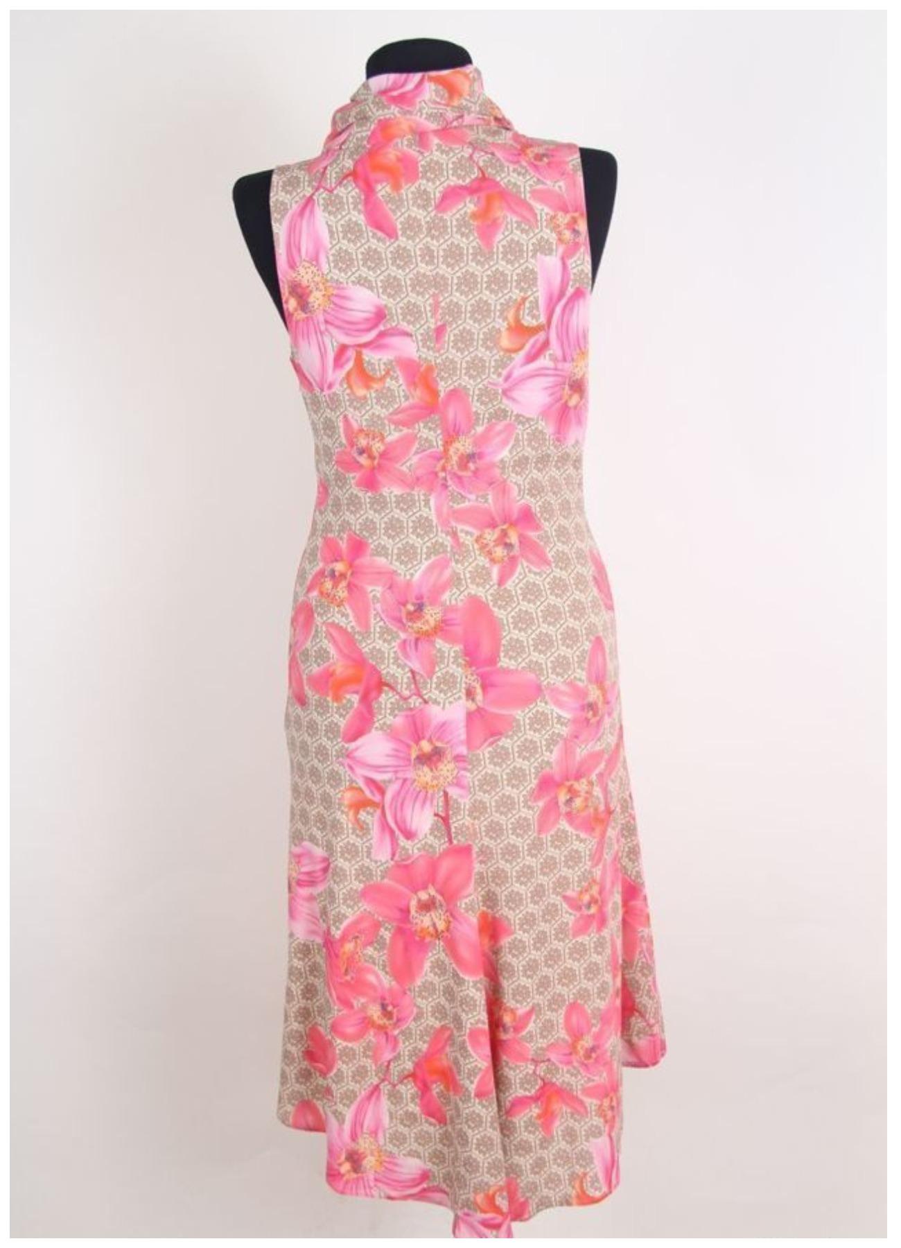 VERSACE Seda vintage  Floral en flor  Vestido  40 it flor de lis Rosa en venta
