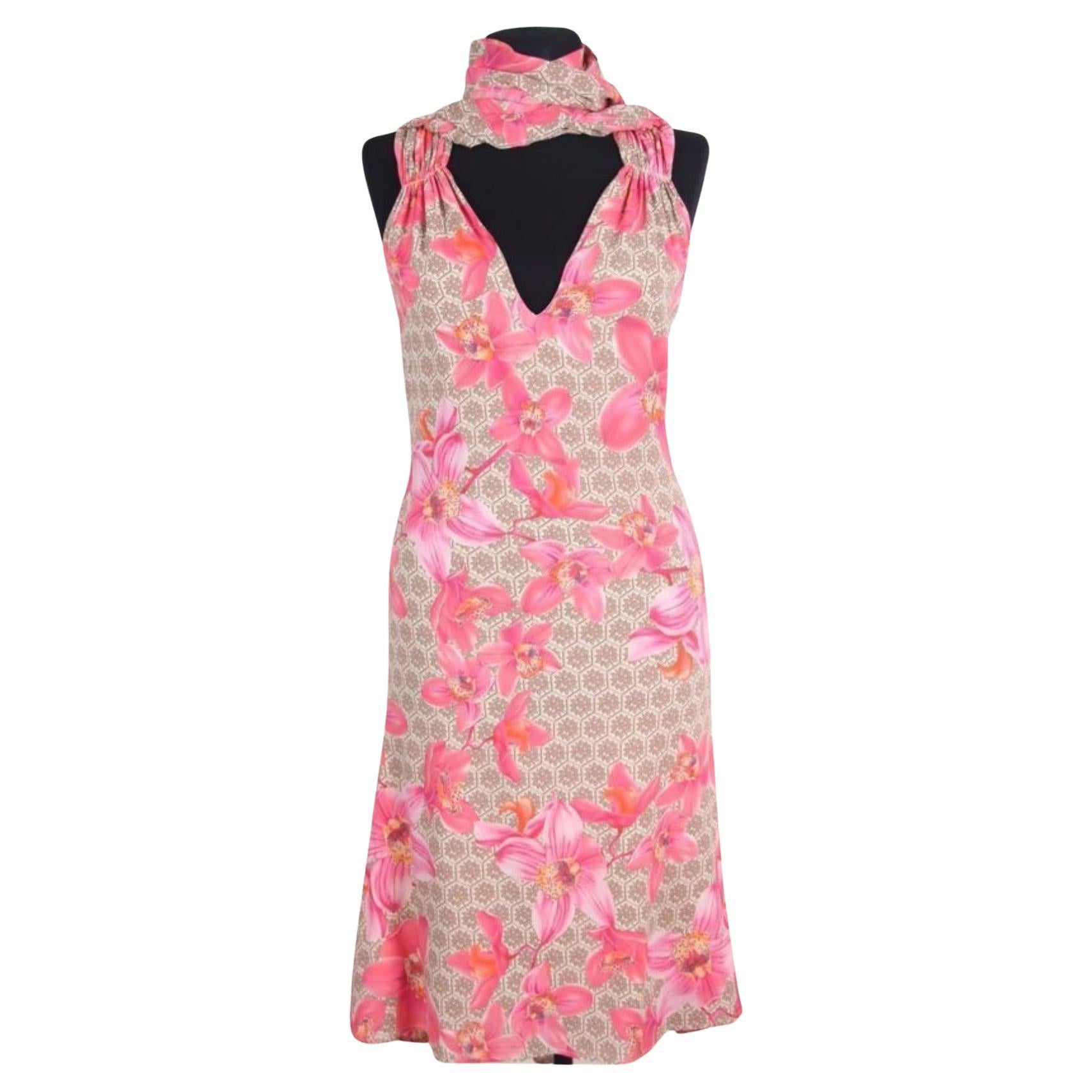 VERSACE Seda vintage  Floral en flor  Vestido  40 it flor de lis en venta