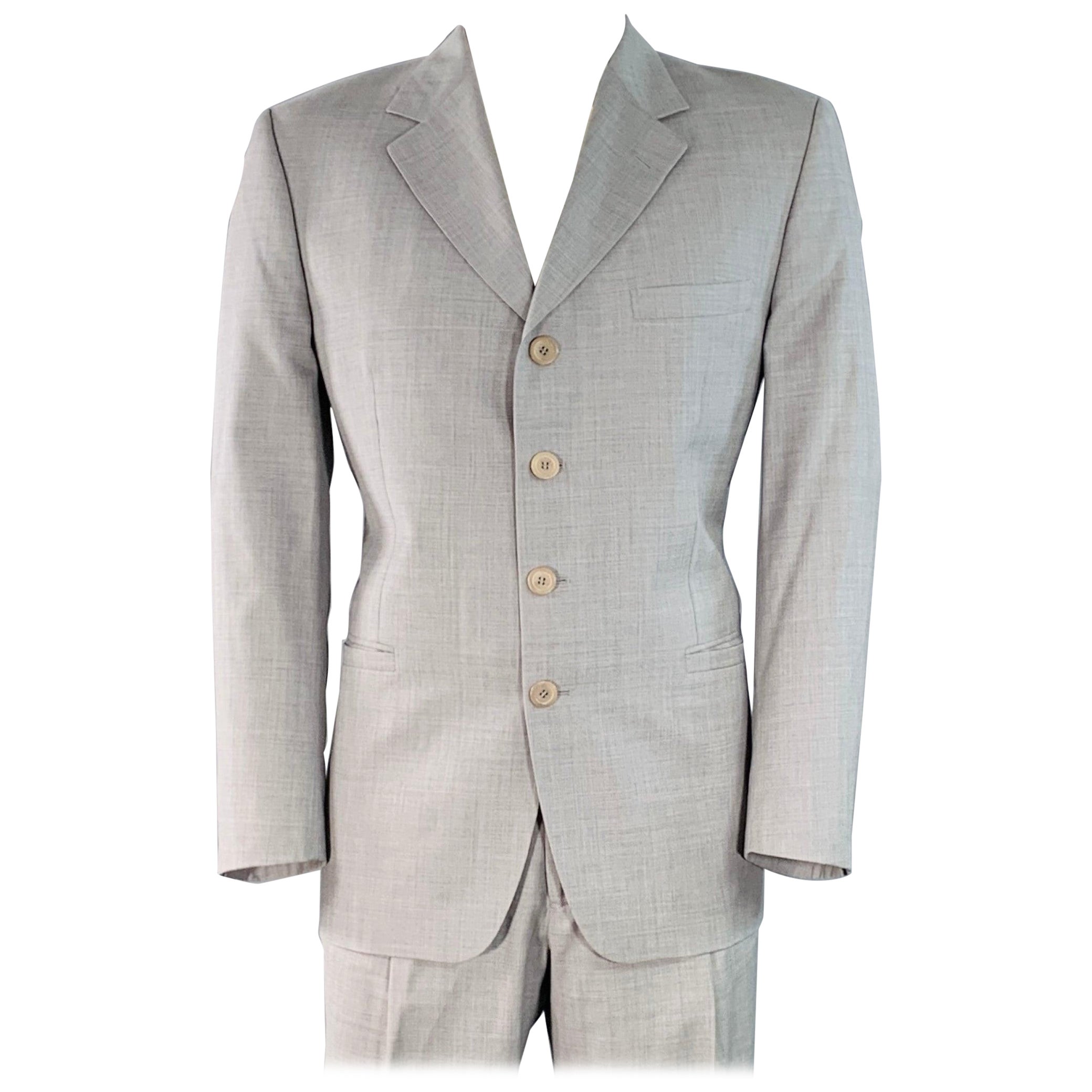 VERSACE Vintage Size 42 Grey Wool Notch Lapel Suit