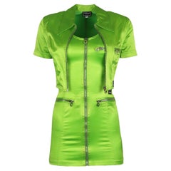 Versace Vintage Stretch Satin Mini Dress And Jacket Set It 40 Uk 8