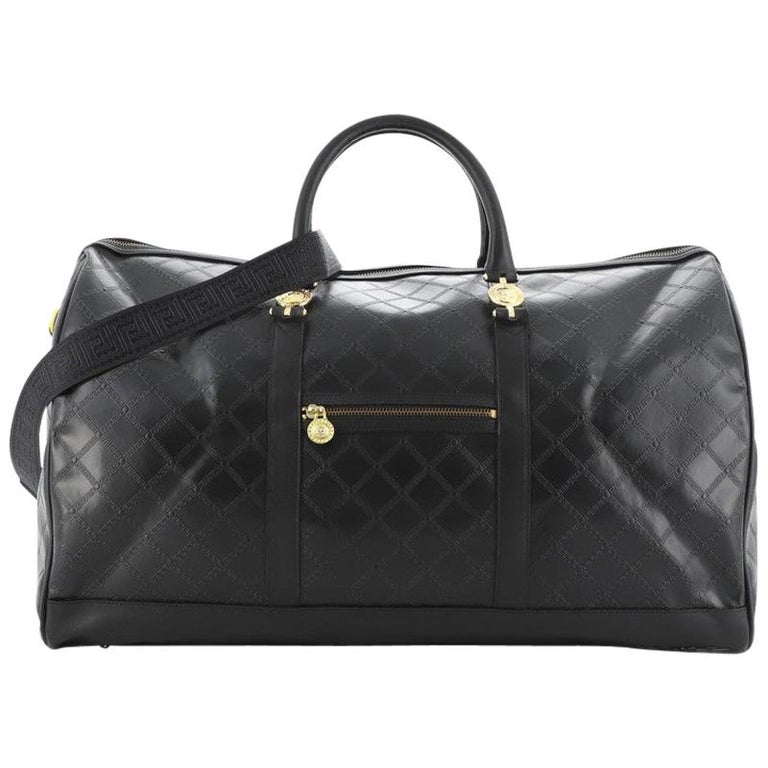 Versace Vintage Sun Duffle Bag Embossed Leather Large at 1stDibs