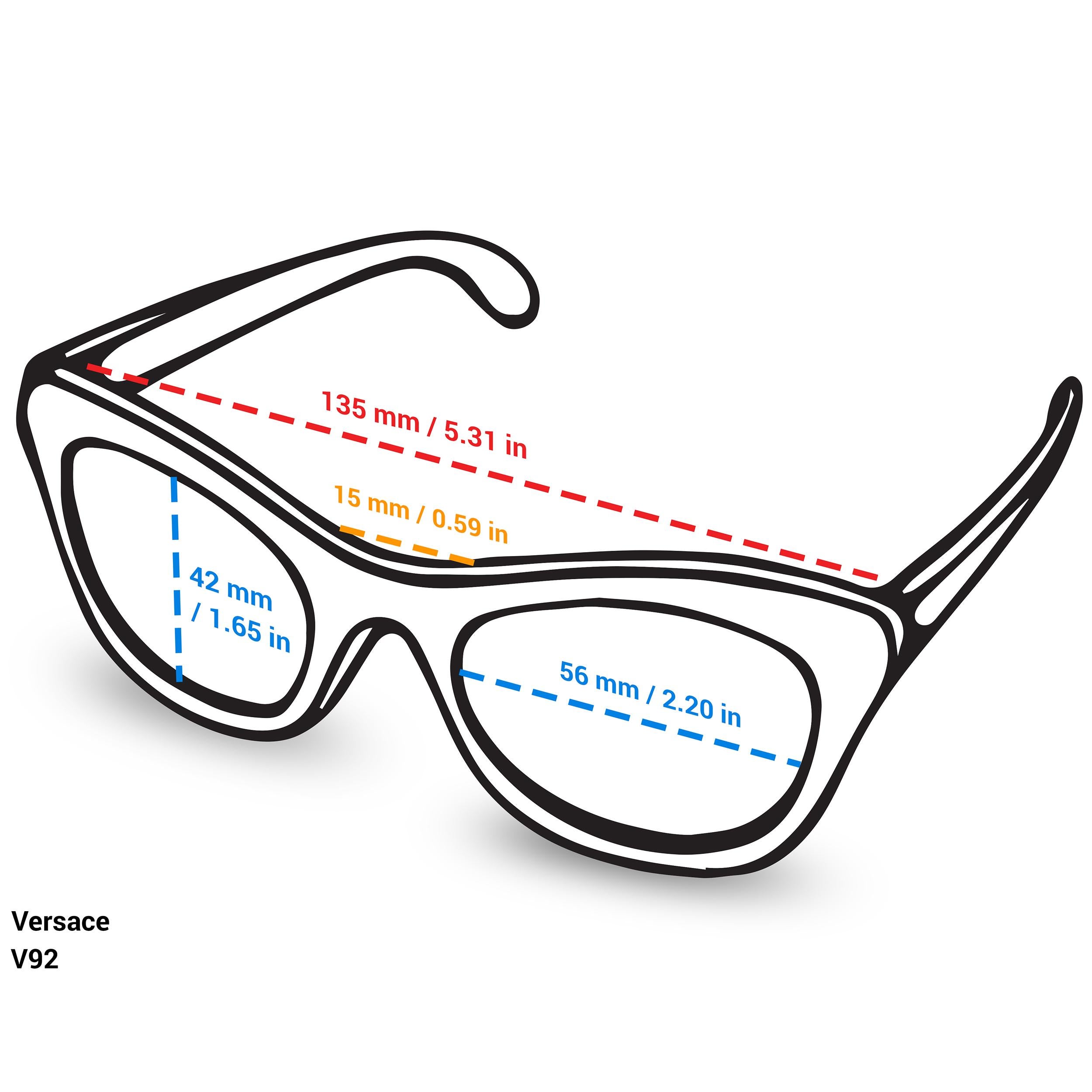 versace sunglasses size chart