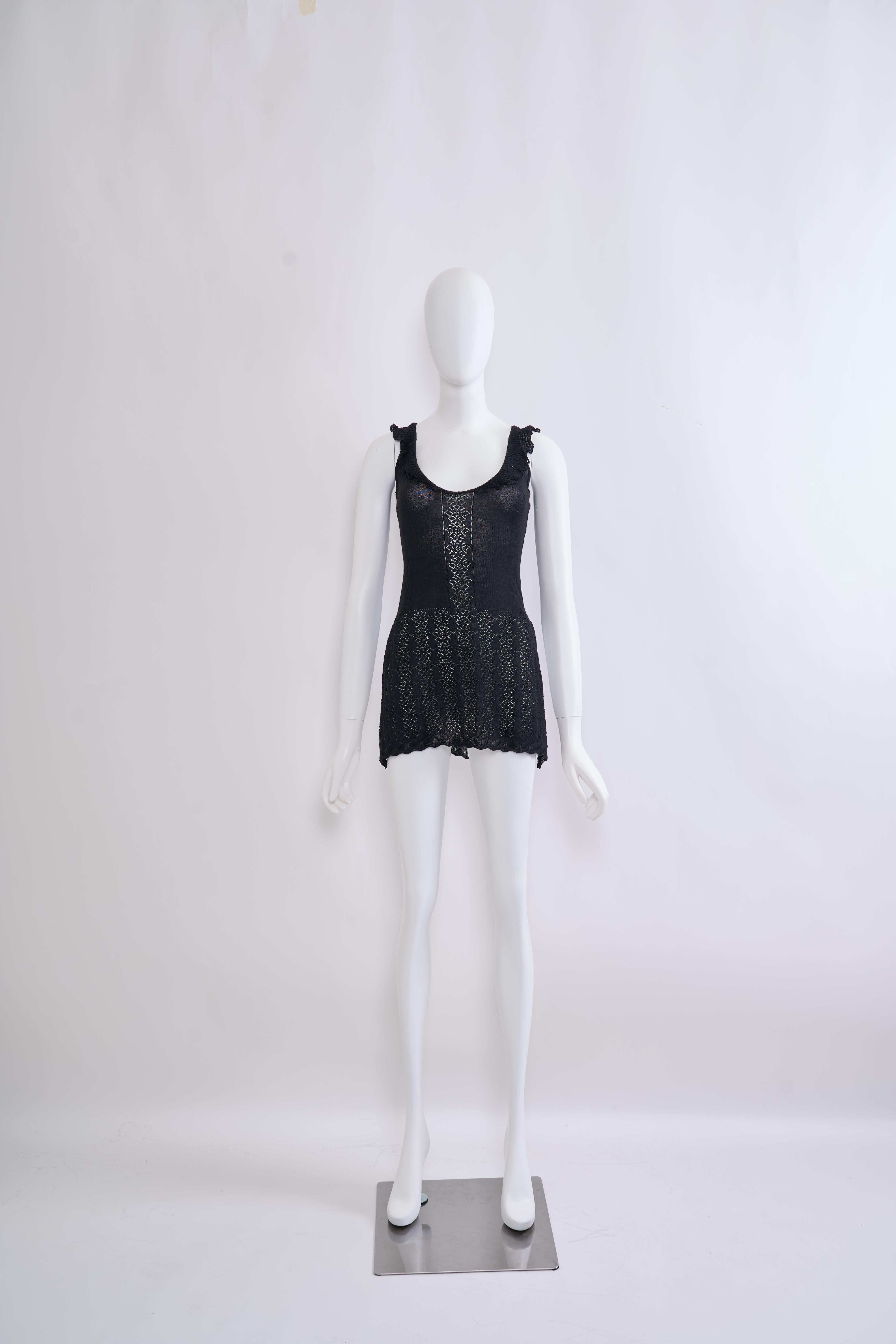 Black Versace Vintage Tunic Knit Dress For Sale