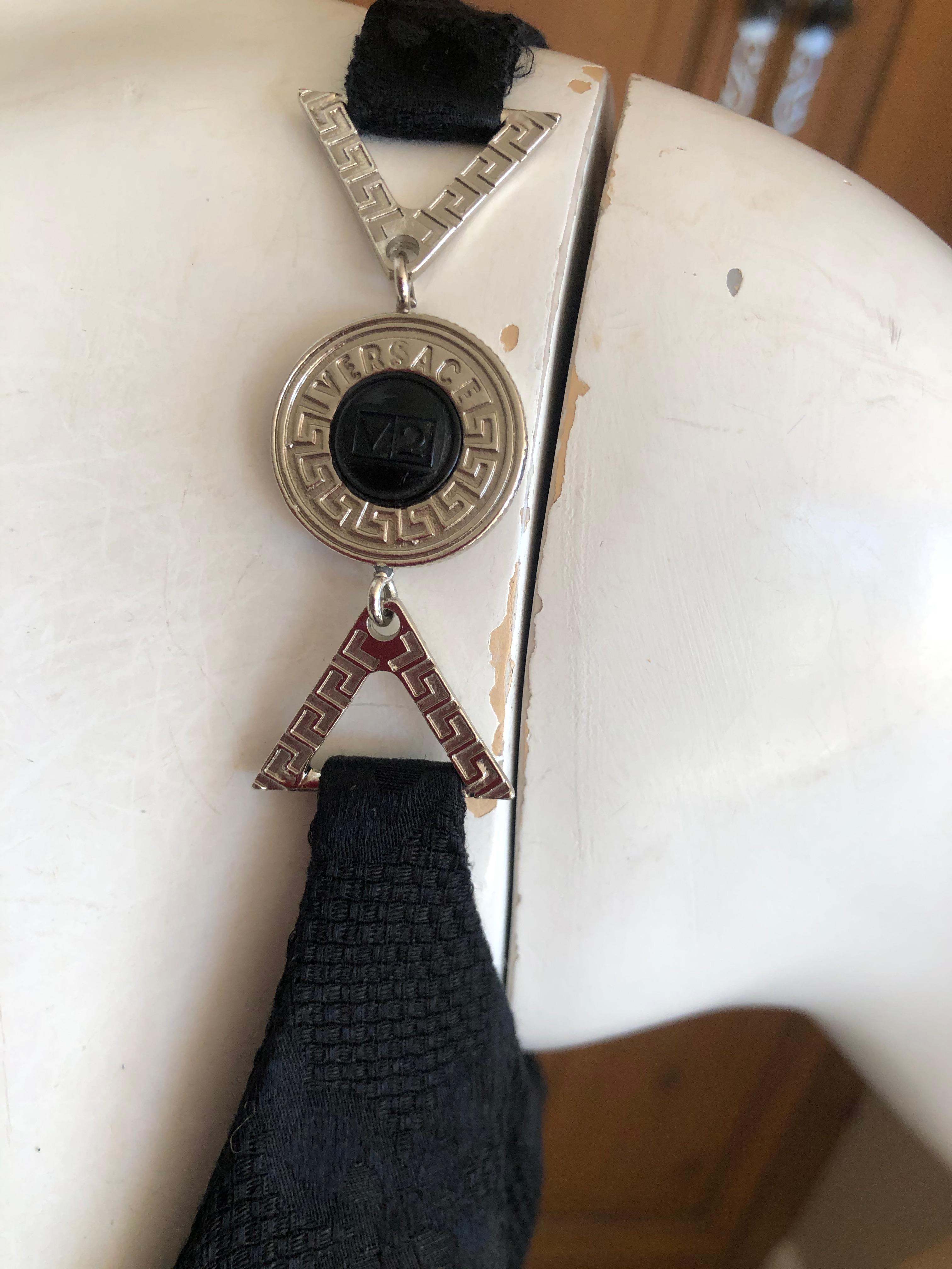 Women's Versace Vintage V2 Versace Classic 1980's Black Jacquard Cocktail Dress For Sale