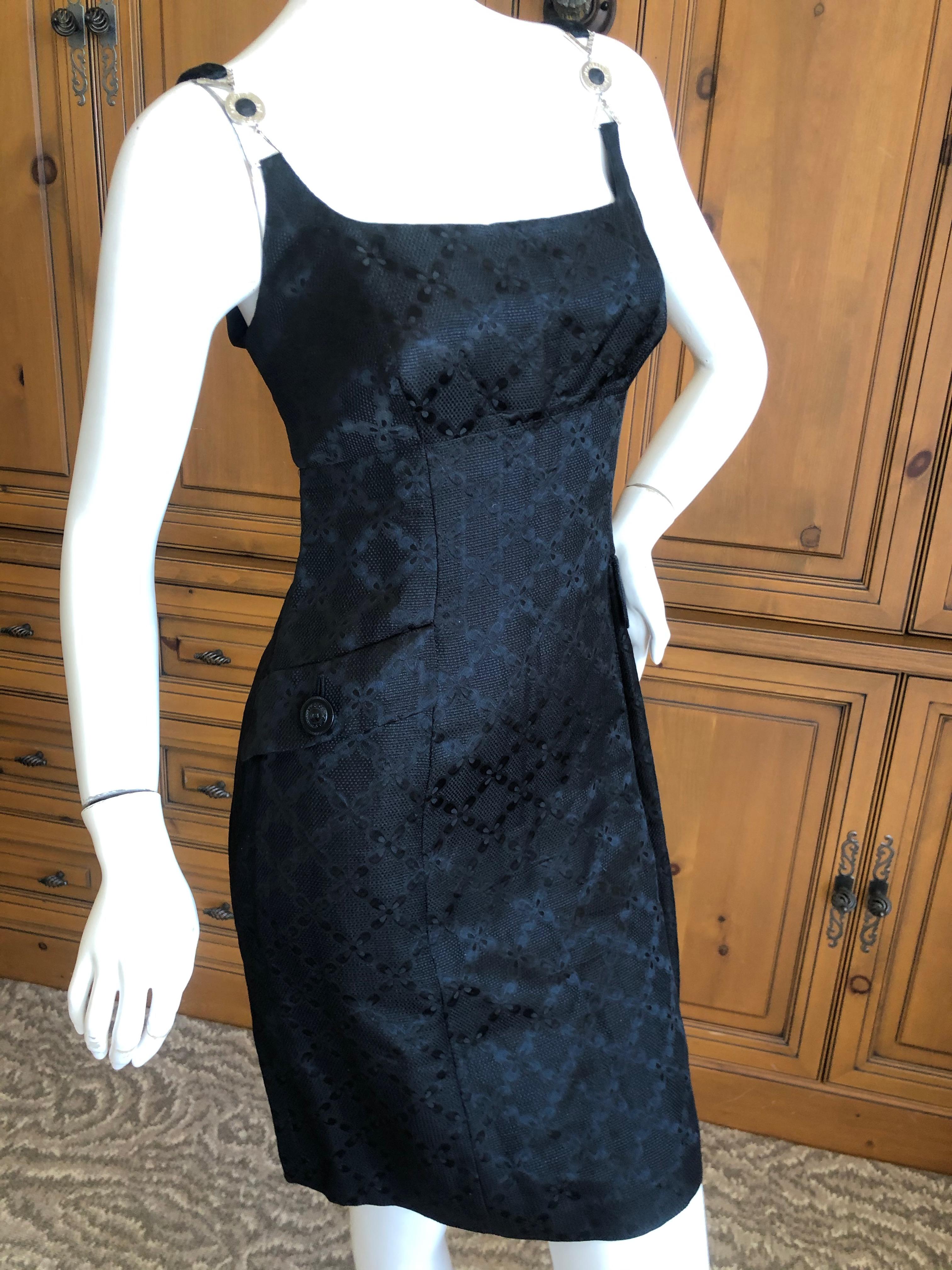 Versace Vintage V2 Versace Classic 1980's Black Jacquard Cocktail Dress For Sale 1