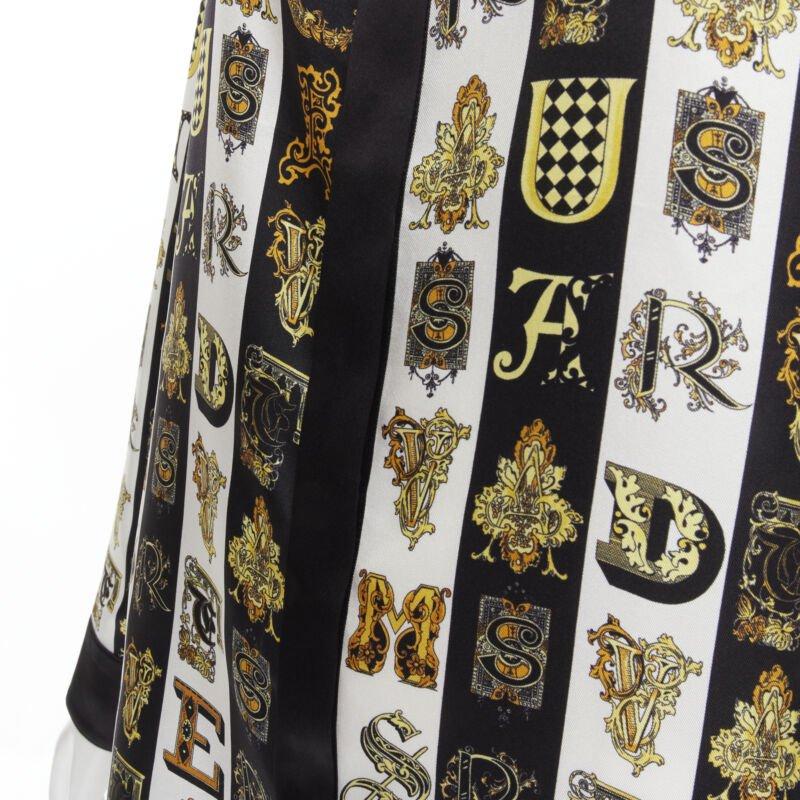 VERSACE Virtus Alphabet black gold Barocco Medusa button silk shirt IT42 M For Sale 3