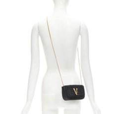 VERSACE Virtus Barocco black crystal embellished flap crossbody clutch bag