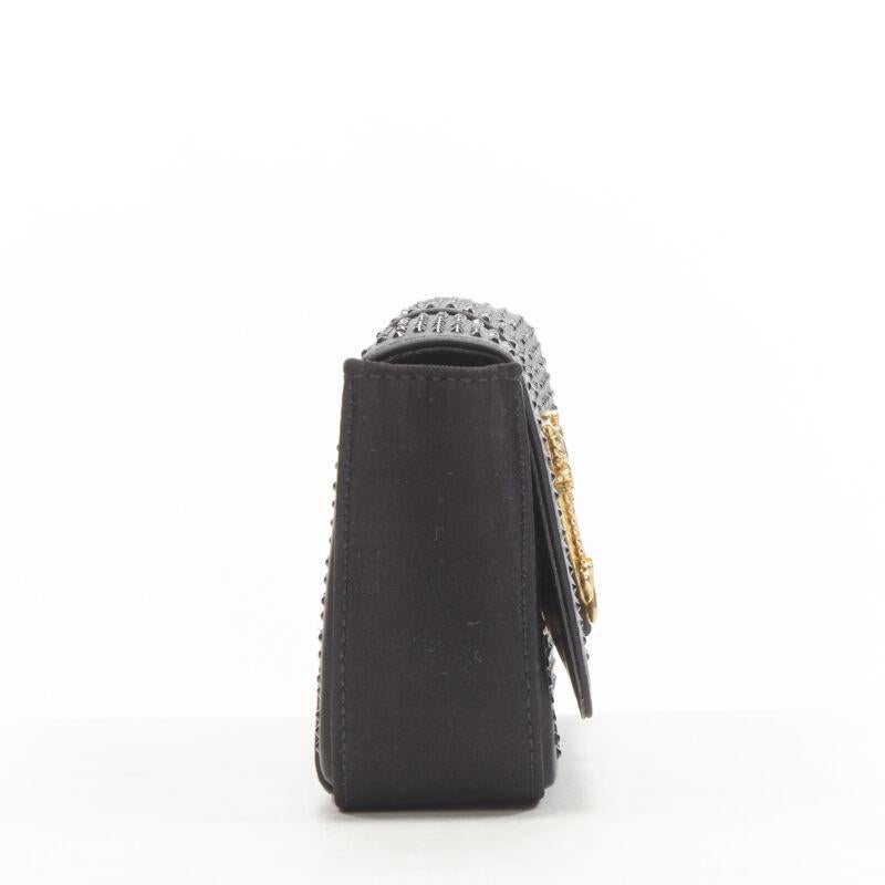 Women's VERSACE Virtus Barocco black crystal embellished flap crossbody clutch bag For Sale