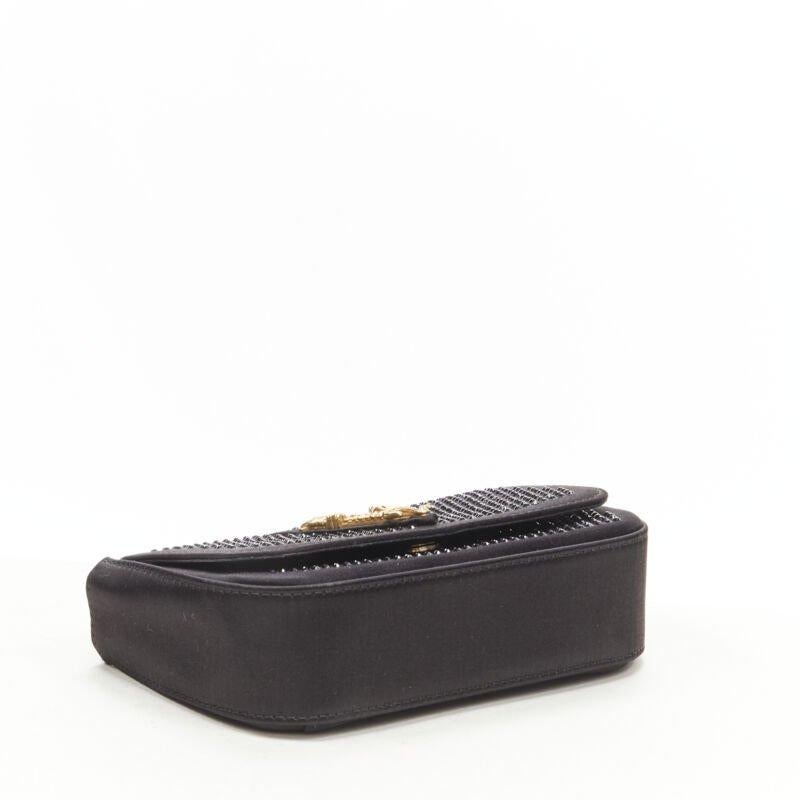 VERSACE Virtus Barocco black crystal embellished flap crossbody clutch bag For Sale 1