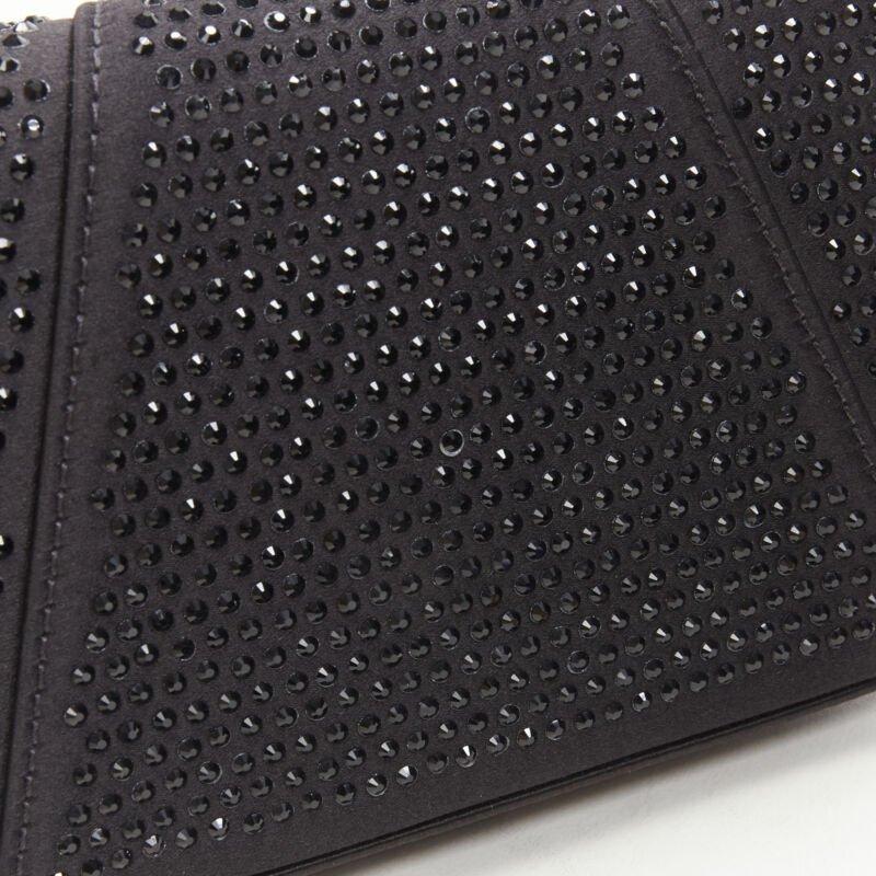 VERSACE Virtus Barocco black crystal embellished flap crossbody clutch bag For Sale 4