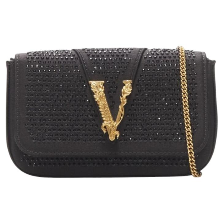 VERSACE Virtus Barocco - Pochette crossbody con patta impreziosita da cristalli neri