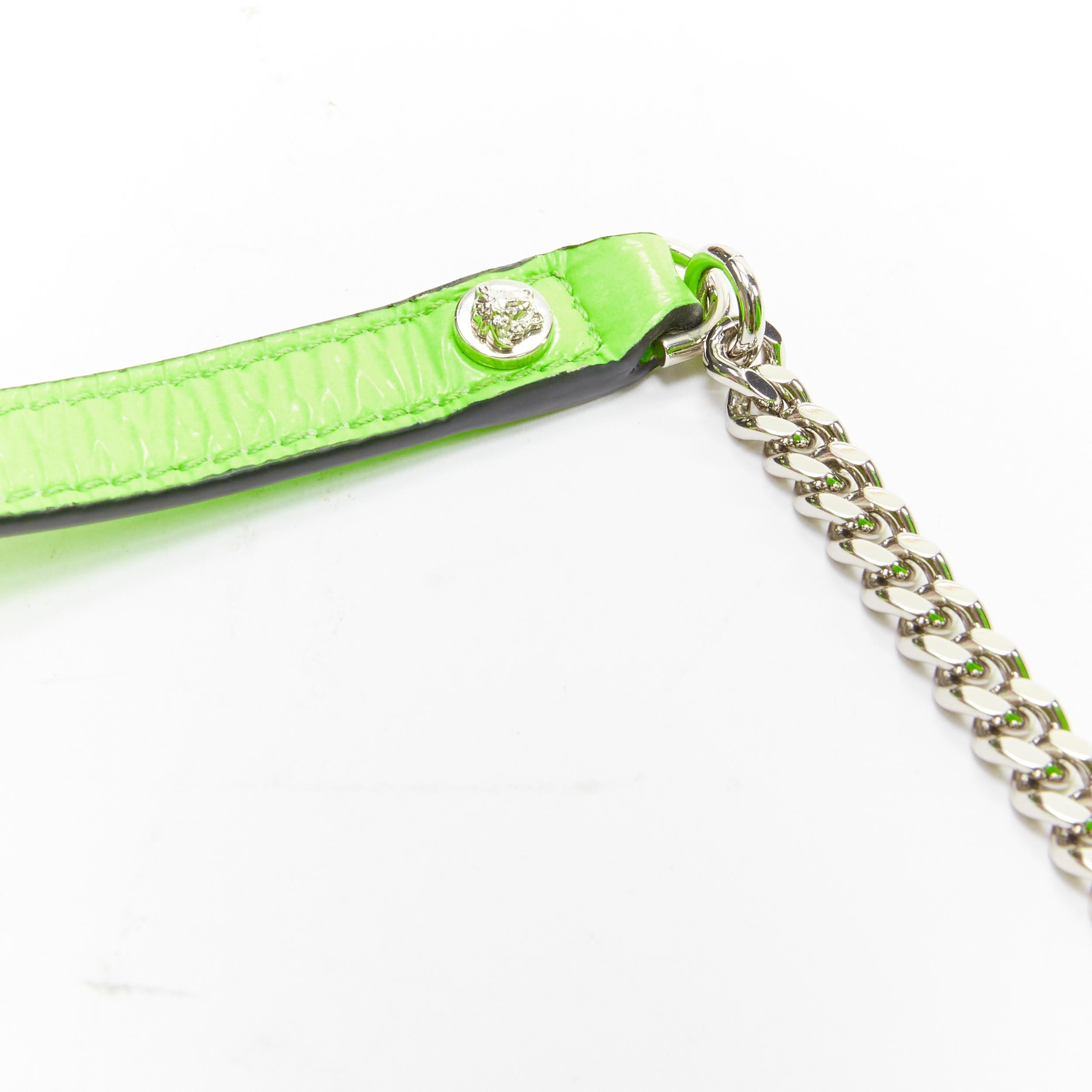 VERSACE Virtus bright green V quilted patent leather crossbody flap bag For Sale 3
