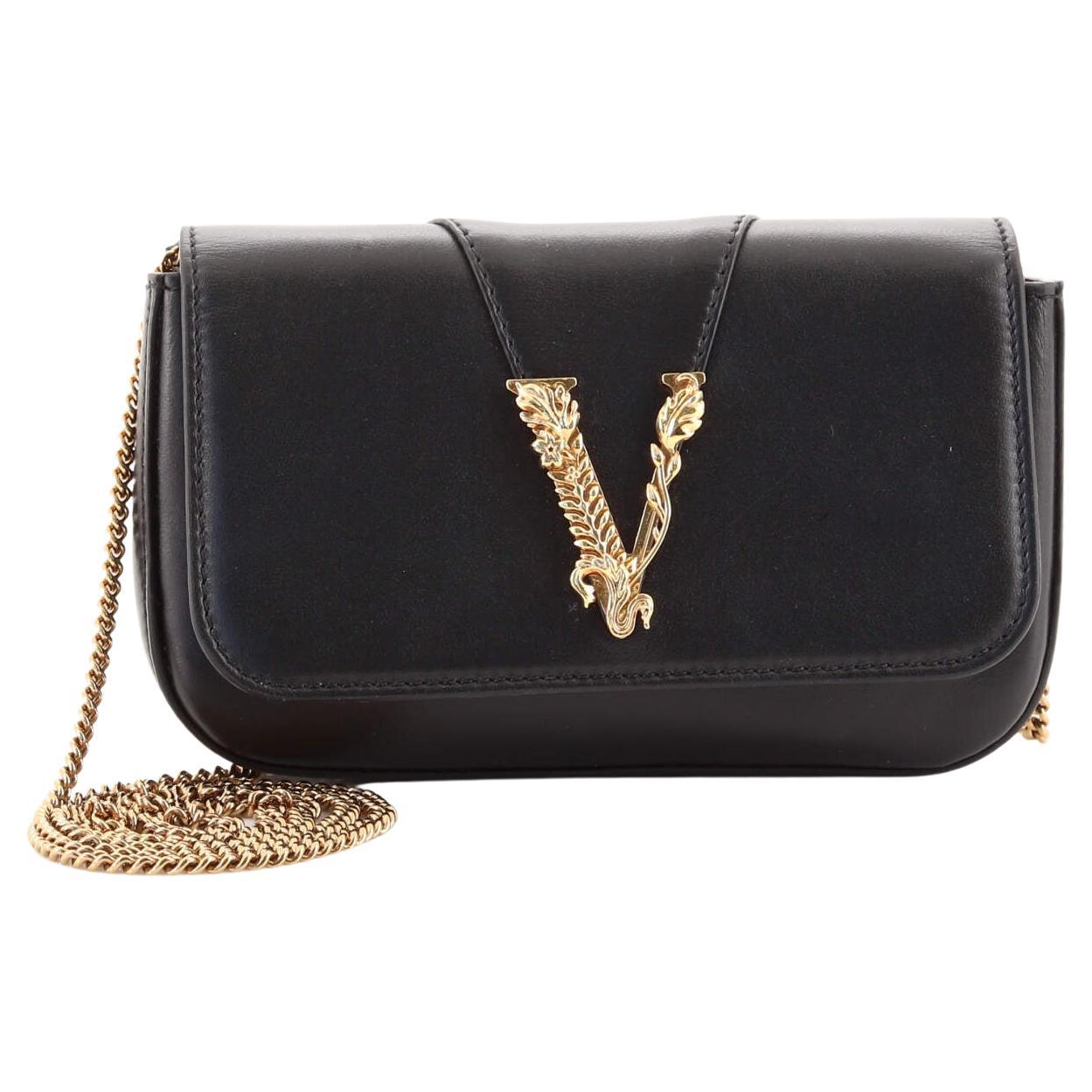 Versace Virtus Clutch on Chain Leather