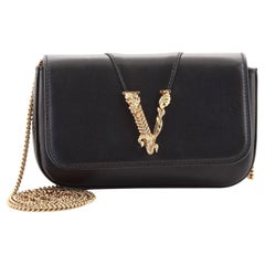 At Auction: Versace Virtus Top Handle Bag Leather Medium Brown