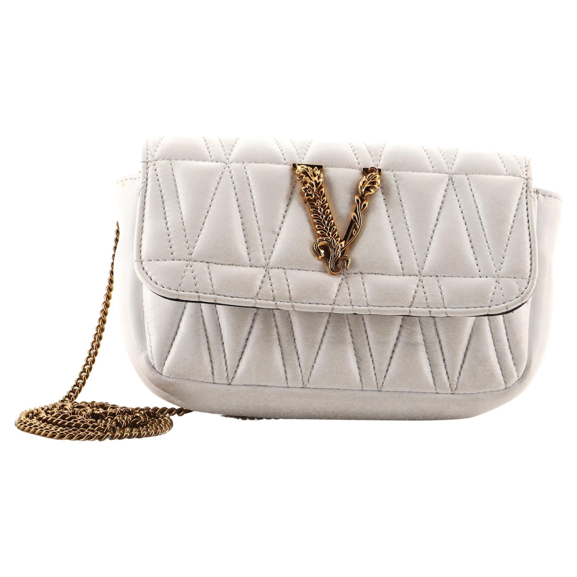 Versace Virtus Clutch on Chain Quilted Leather