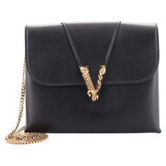 Versace Virtus Compartment Chain Clutch Leather