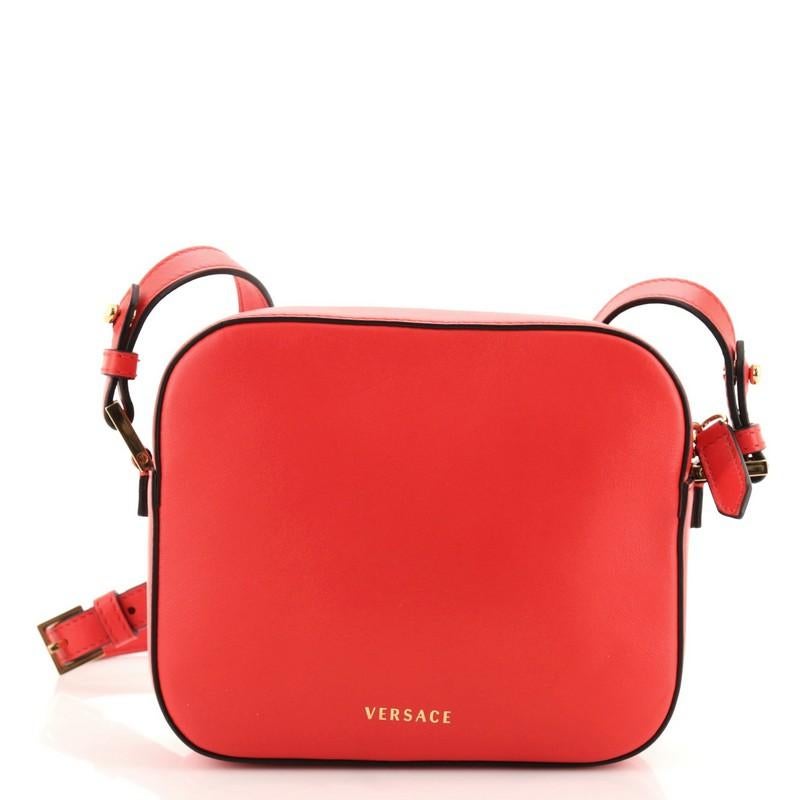 Red Versace Virtus Crossbody Bag Leather