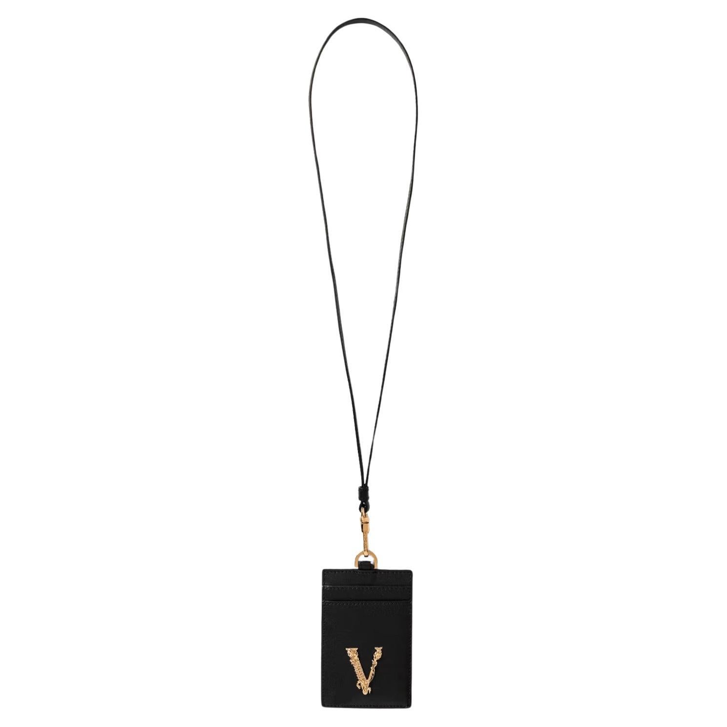 Versace Virtus ID Card Holder in Black For Sale