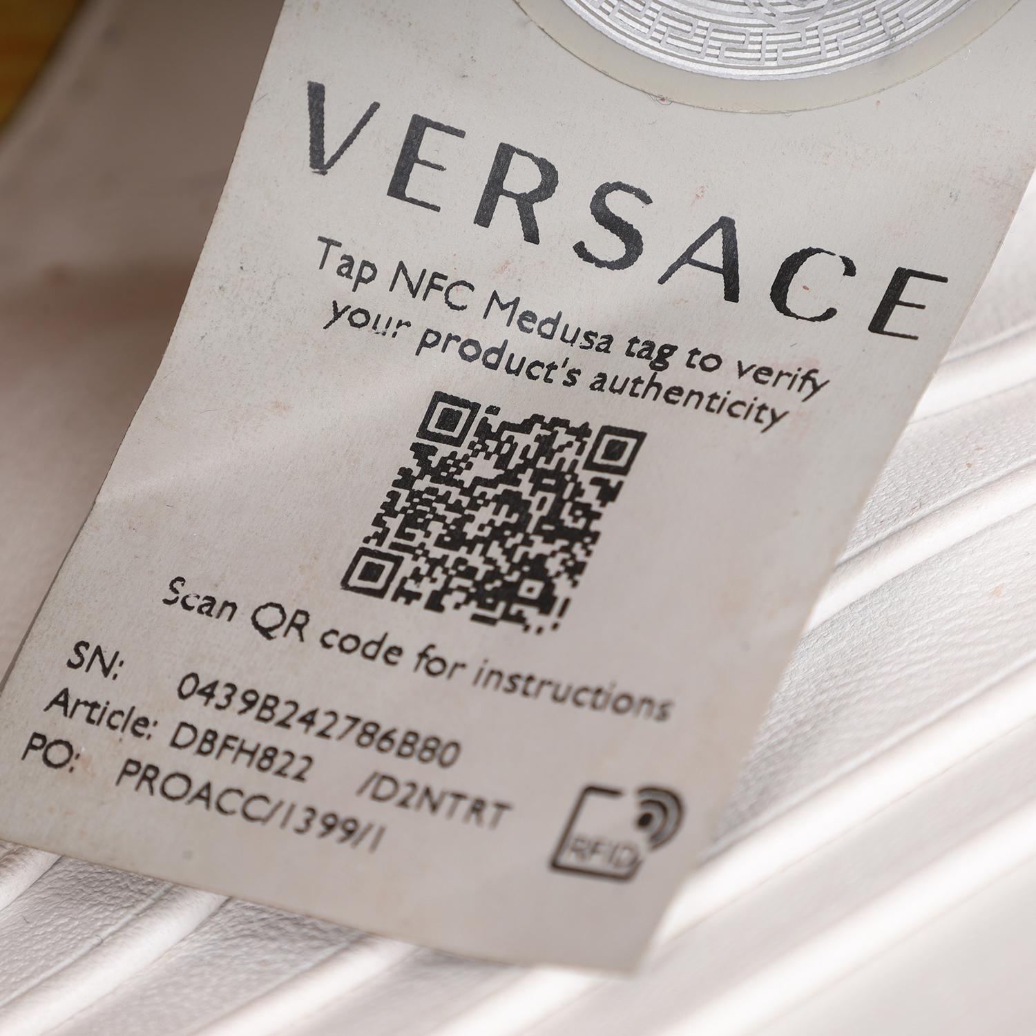 Versace Virtus Logo Plaque Quilted Shoulder Bag White 7