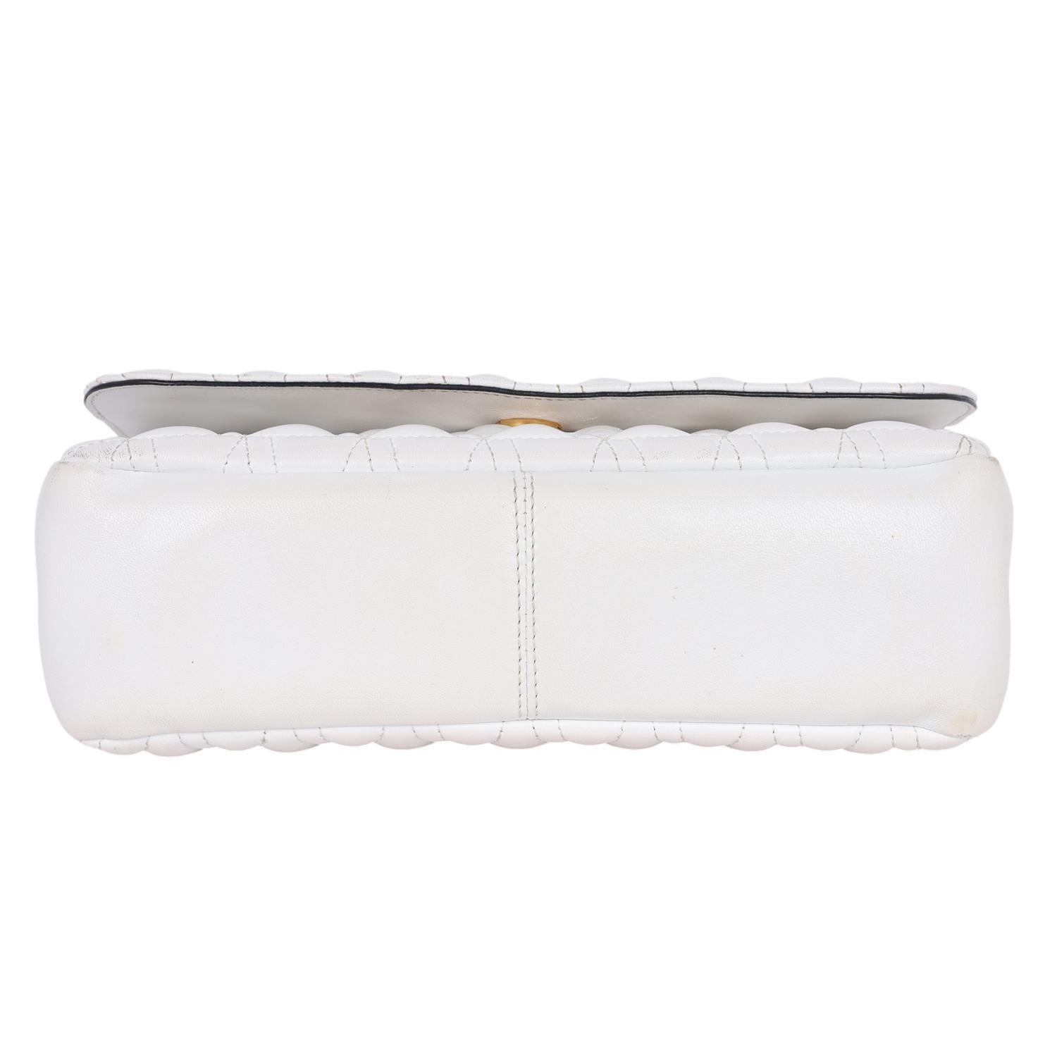 Versace Virtus Logo Plaque Quilted Shoulder Bag White 4