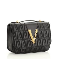 Versace  Virtus Shoulder Bag Quilted Leather Small
