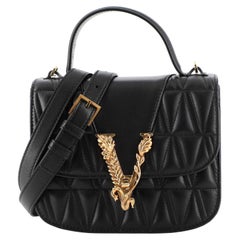 Versace Virtus Top Handle Bag Quilted Leather Small
