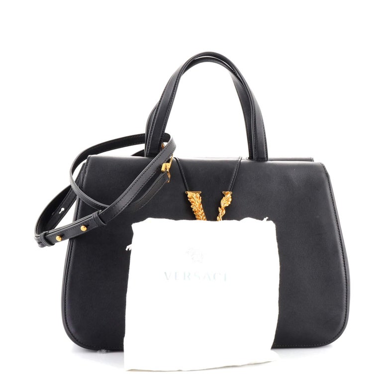 Virtus leather tote Versace Black in Leather - 37199858