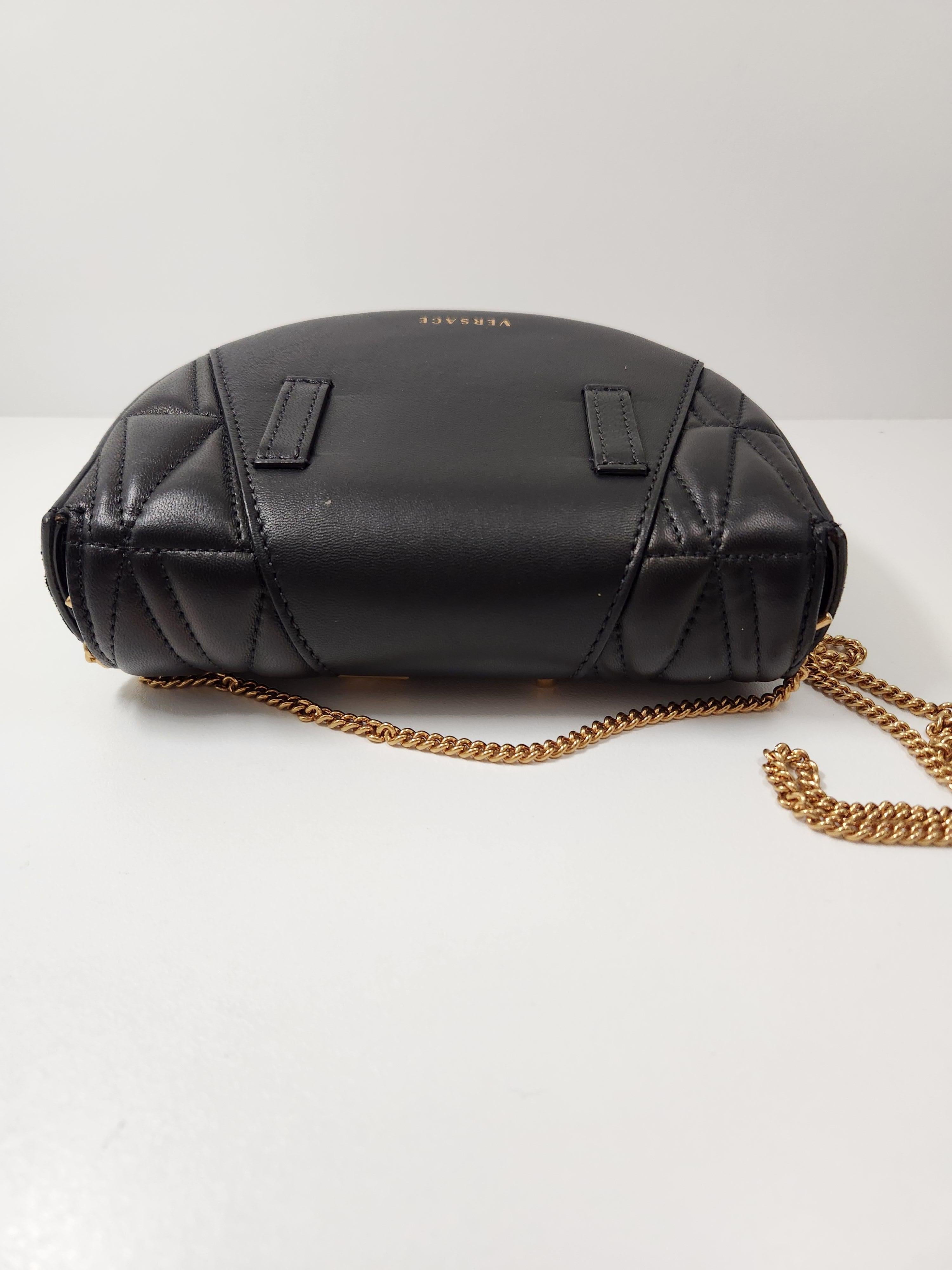 Versace Virtus Waist Chain Sling Leather Quilted Small Bag Black For Sale 1