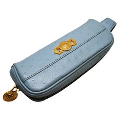 Versace Virtus Riñonera Cadena Piel Acolchada Bolso Pequeño Negro