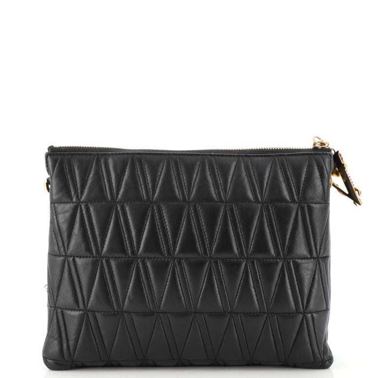Versace Virtus Zip Shoulder Bag Quilted Leather Small For Sale at 1stDibs