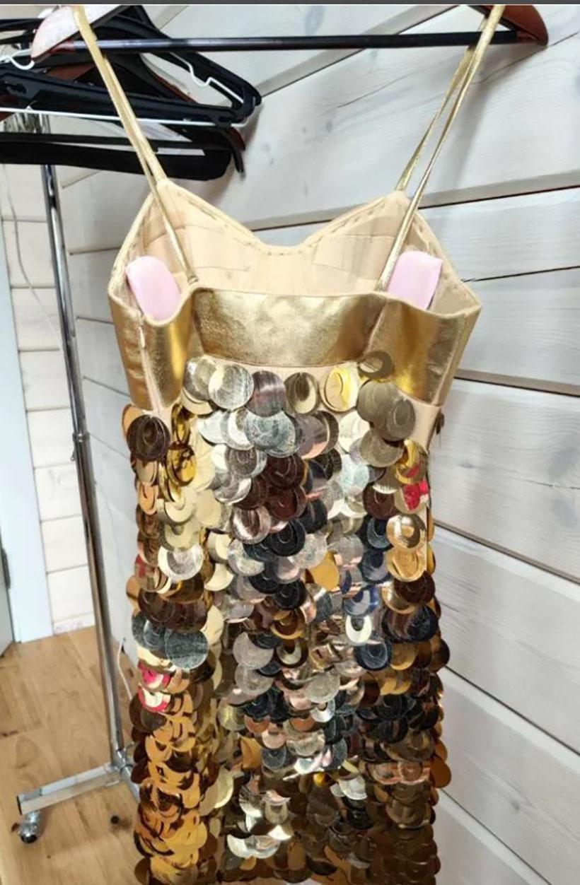 VERSACE VJC GOLDEN SPARKLING MINI DRESS Sz S In Excellent Condition For Sale In Montgomery, TX