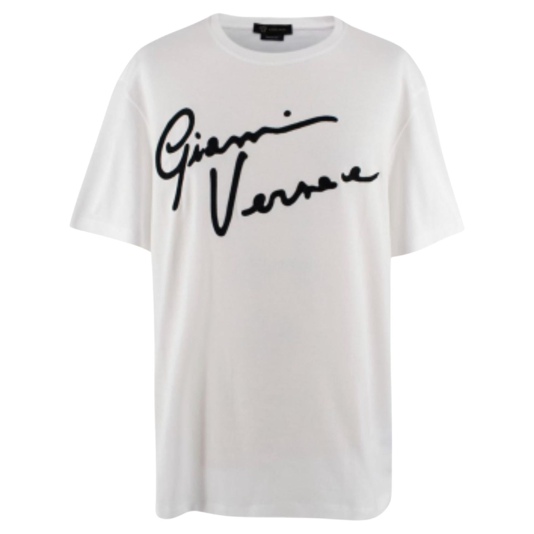 Versace White and Black Gianni Logo T-shirt For Sale