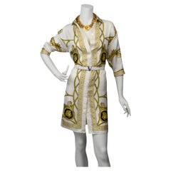 Versace - Robe en soie imprimée blanc baroque  Taille 40 IT