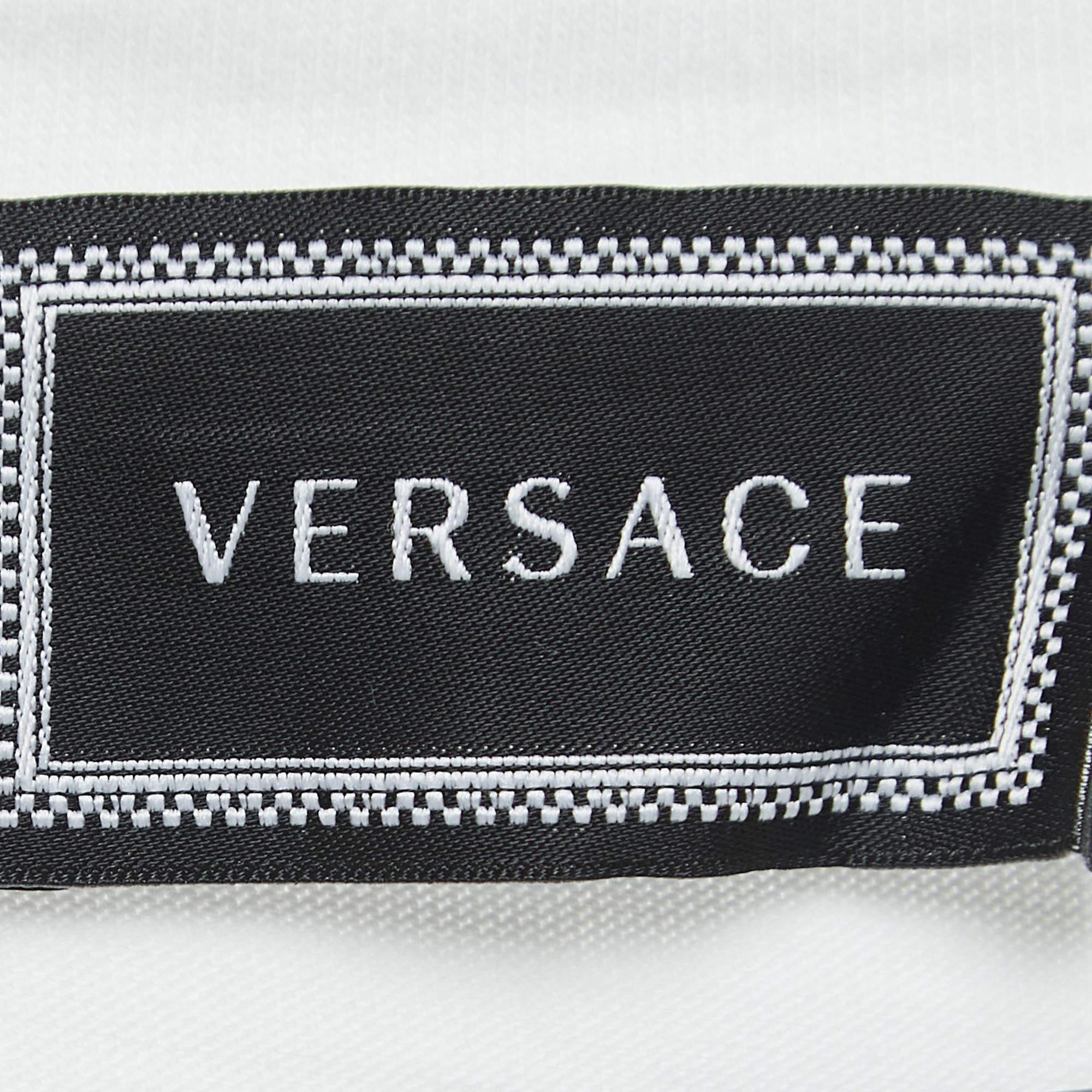 Versace White/Black Baroque Print Cotton T-Shirt Dress (12 Yrs) In Good Condition For Sale In Dubai, Al Qouz 2