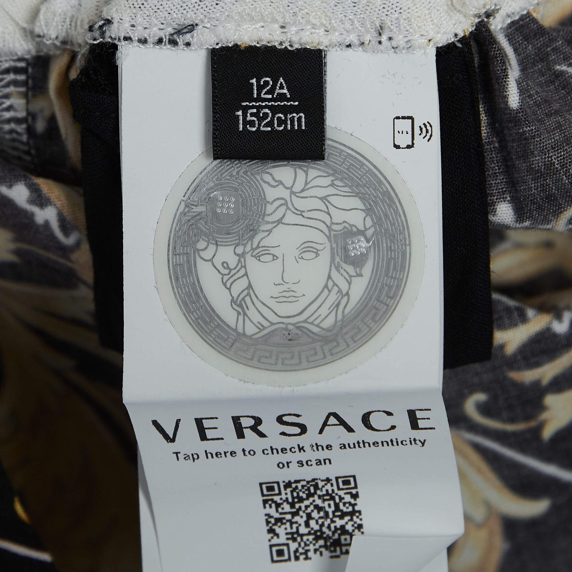 Women's or Men's Versace White/Black Baroque Print Cotton T-Shirt Dress (12 Yrs) For Sale