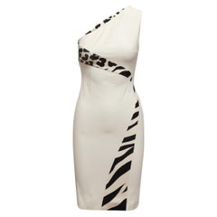 Versace White & Black One-Shoulder Bodycon Dress