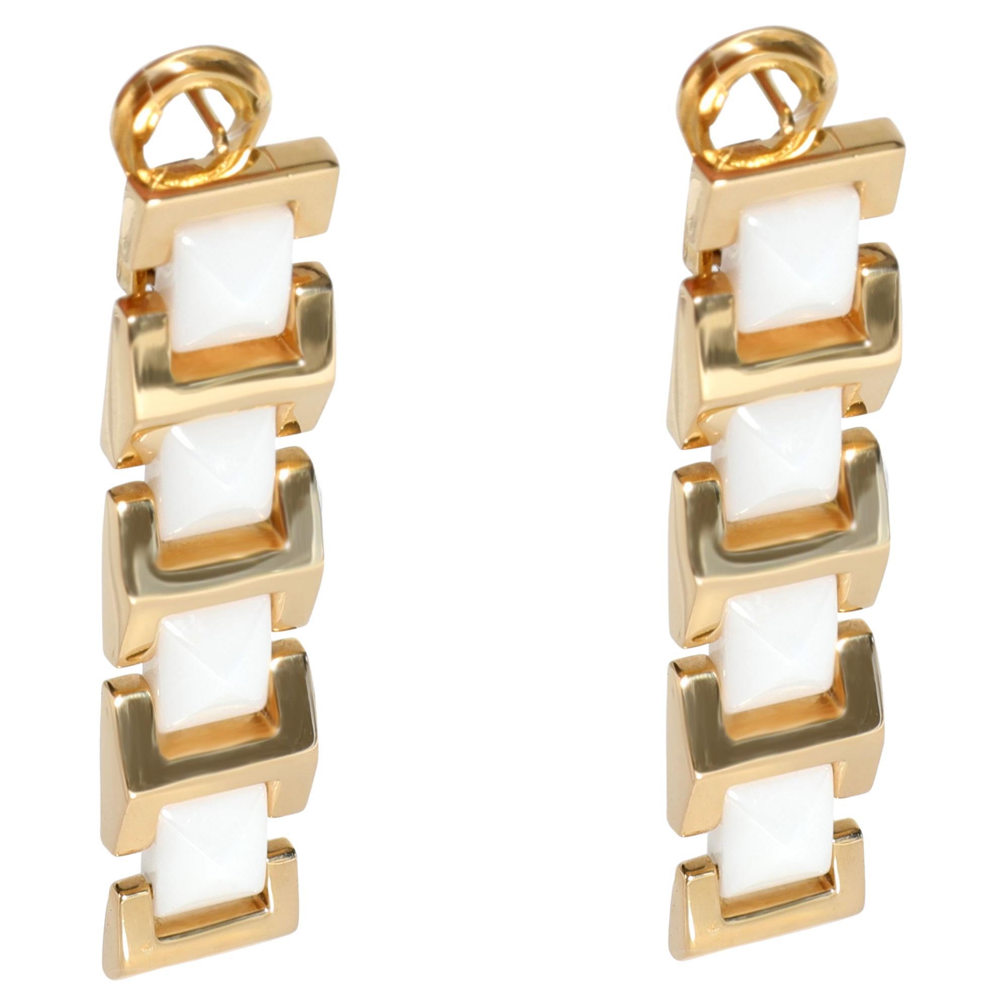 Versace White Ceramic Earring in 18K Yellow Gold For Sale